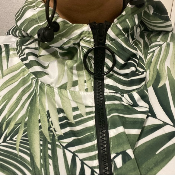 S/4  90s y2k style Hooded Jacket quarter zip plant green  windbreaker - Picture 8 of 9